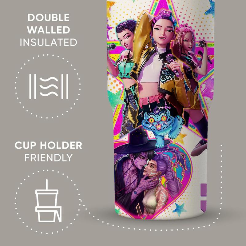 1 Pc 30oz insulated mug, double wall stainless steel vacuum cup, skinny leak-proof thermal mug, keeps hot 12 h/cold 24 h, colorful anime concert idol theme, stylish and durable,  travel tumbler, holiday birthday Christmas gift for women men friends