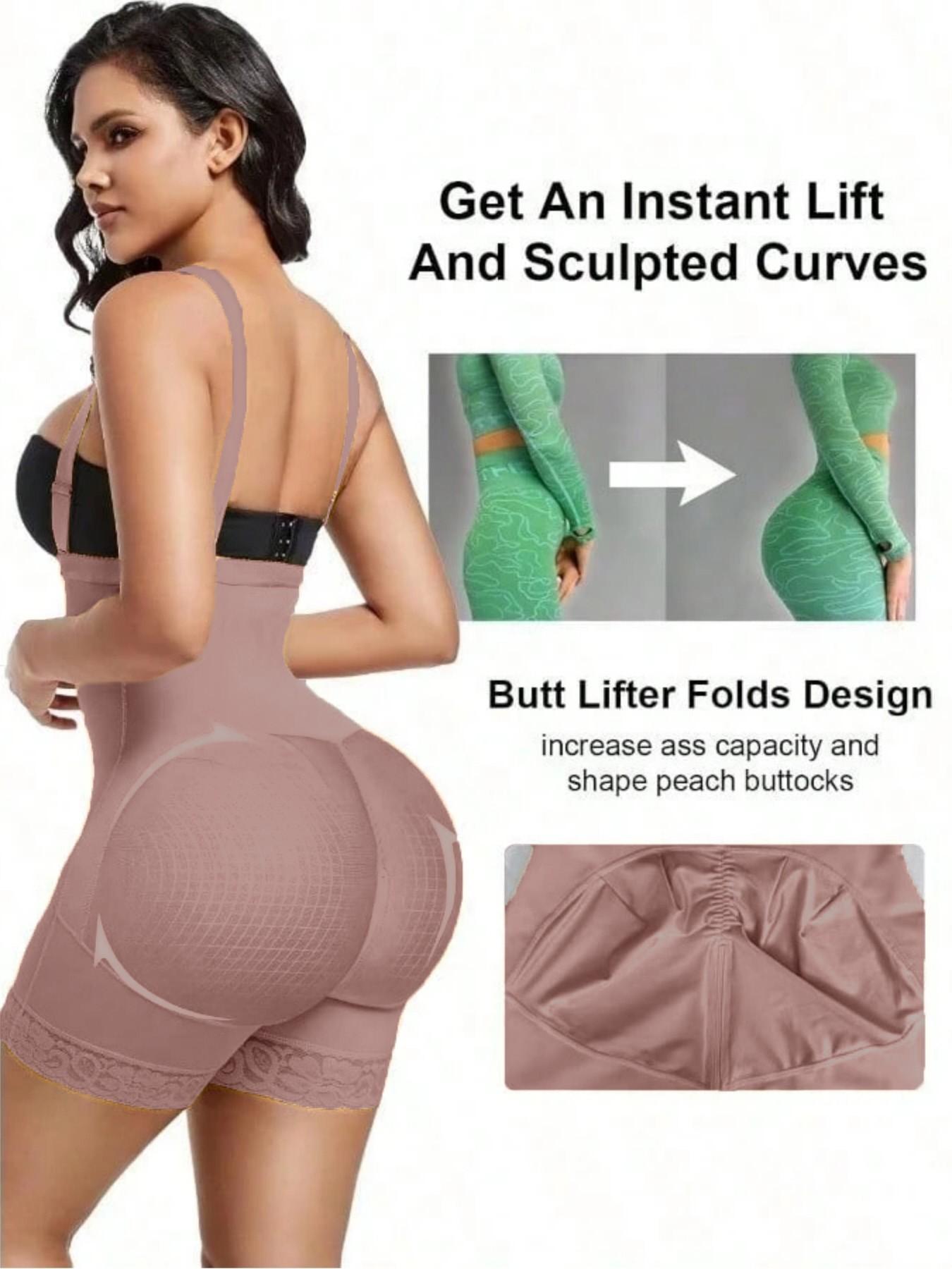 Women's Fajas Colombian Shapewear Bodysuit, Body Shaper Jumpsuit Tummy Control Butt Lifter Zipper Crotch, High Compression, Body Sculpting Compression, Adjustable Hooks Waist Trainer, Suitable For Daily Wear Or Party