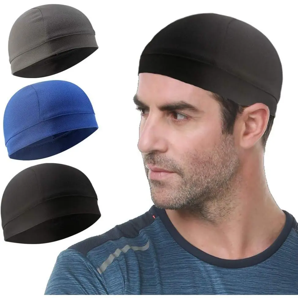 WSHSTS 3 Pack Cooling Skull Cap Helmet Liner Sweat Wicking Cycling Running Hat for Men Women