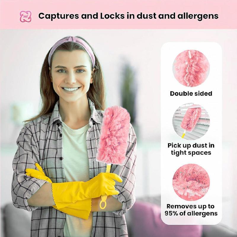 Duster Set, 1 Set Duster with Replacement Head & Handle, Household Cleaning Tool for Home Car Office Dormitory Kitchen Bathroom Cleaning Supply, Home Cleaning Products