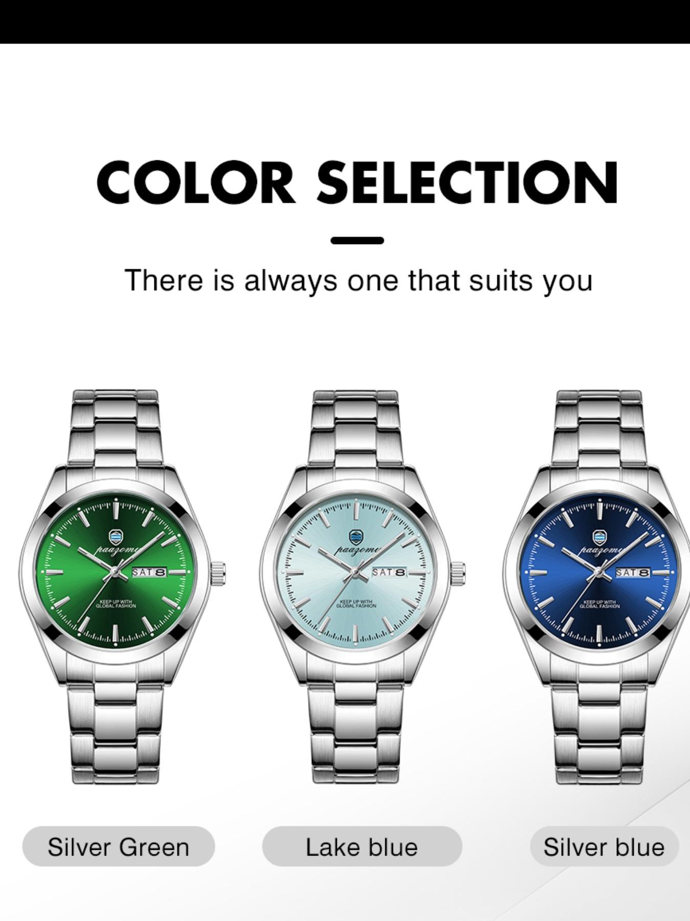 Paazomu Men's Business Watch, Stainless Steel, Interchangeable Straps, Ultra Thin, Japanese Quartz Movement, 1 Set, Men's Watch, Reloj Hombre