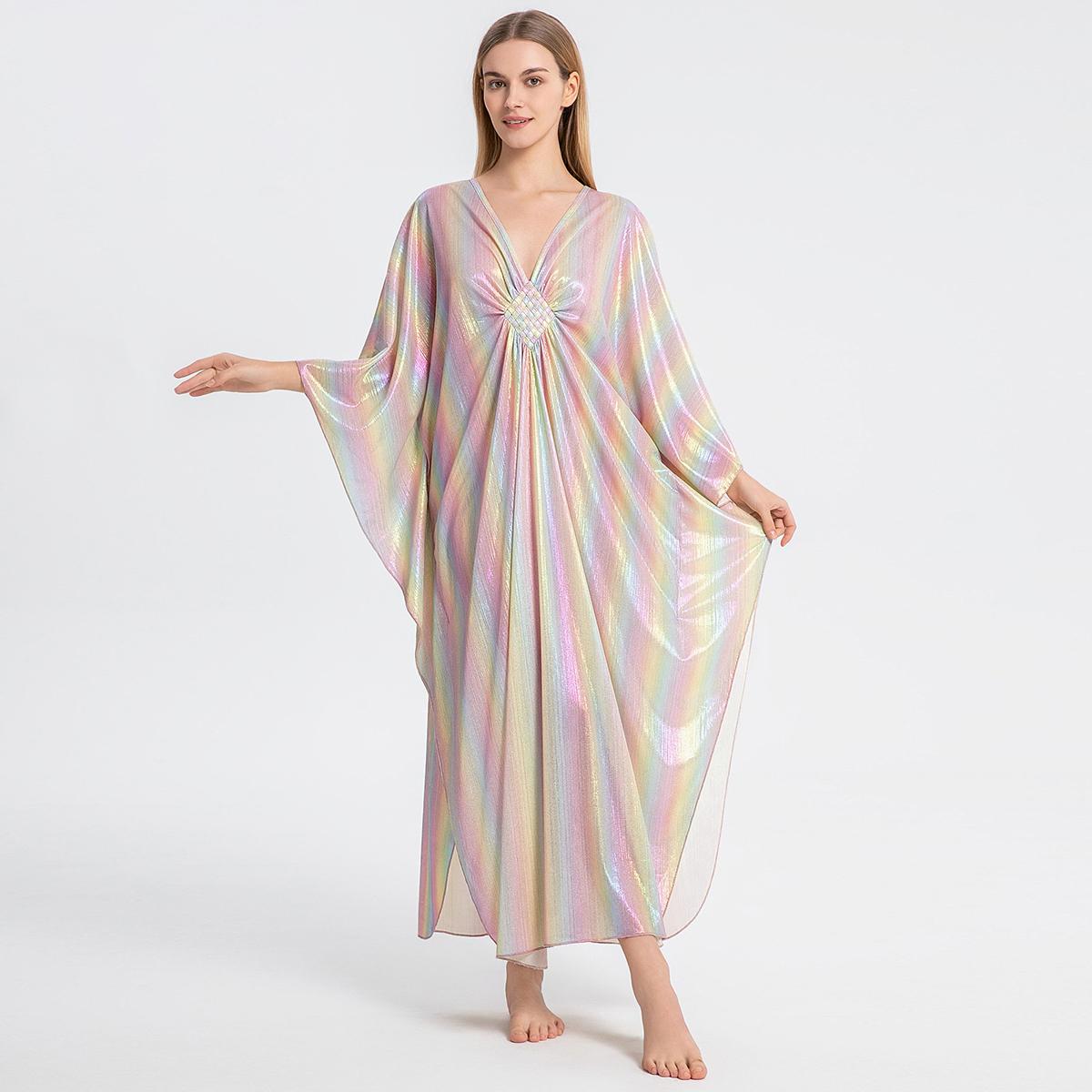 Bsubseach Women Ethnic Print Kaftan Dress ,Plus Size All Over Print  Sleeve TunicDress, Boho Casual V Neck 3/4 Sleeve TunicDress for Women, Women's Plus Cover Up,Mrs. Roper Kaftan ，bubu，mumu，Casual Womenswear Summer