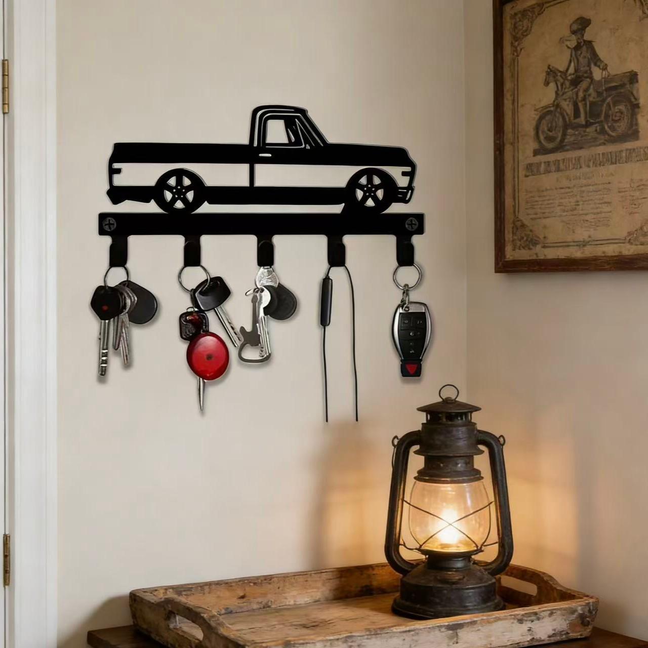 Wall Hook Organizer, Rustic Industrial Cast Iron Truck Decor - Heavy-Duty Wall Mount for Keys & Hats, Gift for Fans, Organiser, Bathroom, Storage Hook, Metal Organiser Hook