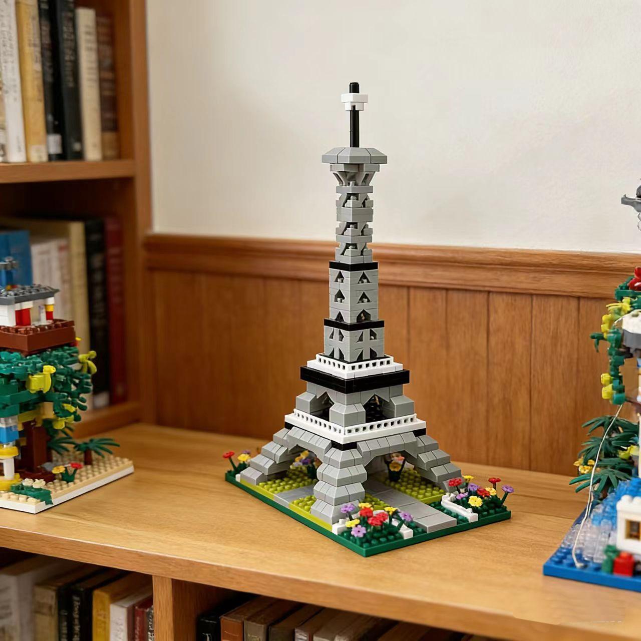 New Famous Buildings Series Paris Eiffel Tower Building Block Assembly Model Kit, Collectible Display Decoration, Holiday Birthday Gift