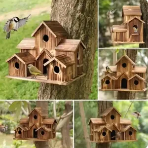 New Outdoor Decorative Wood Bird House Garden Decoration Parrot Winter Warm Nest Hanging Ornament, Outdoor Birdhouse for Gardening