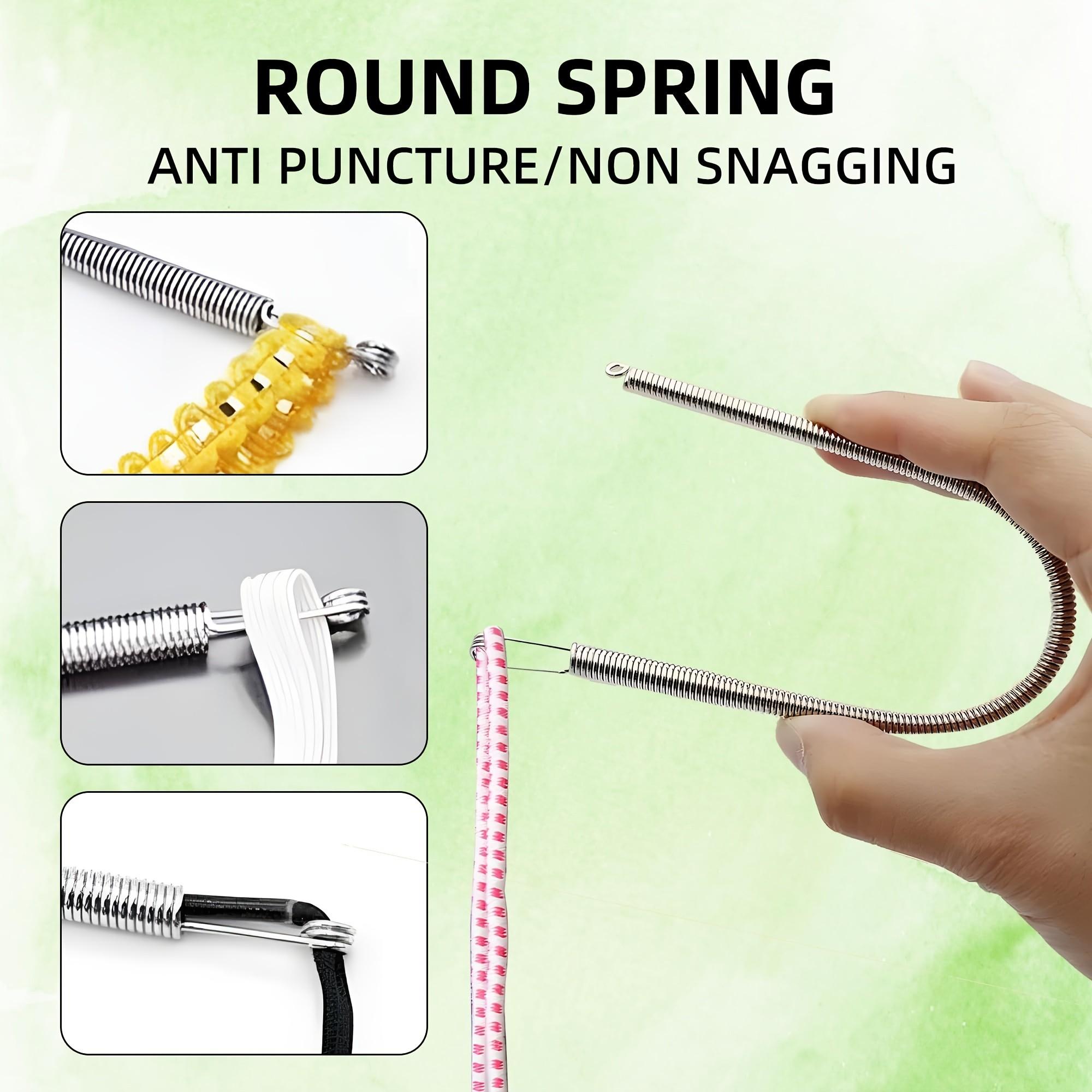 Spring Loaded Drawstring Threader Tool 4pcs, Stainless Steel Elastic Cord Rope Repair Clip, Easy DIY Replacement for Pants Hoodies Sweatpants Shorts