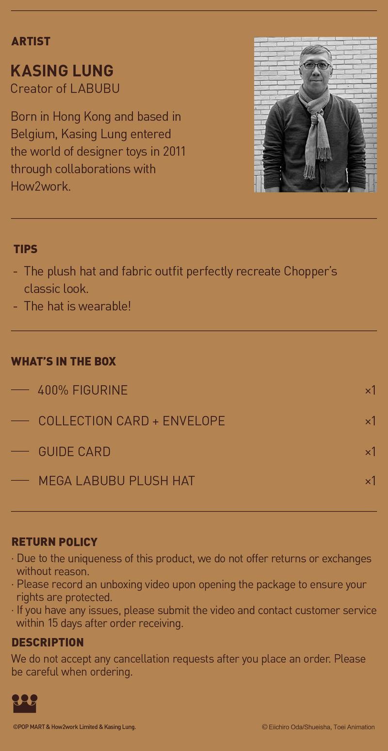 POP MART MEGA LABUBU 400% TONY TONY CHOPPER