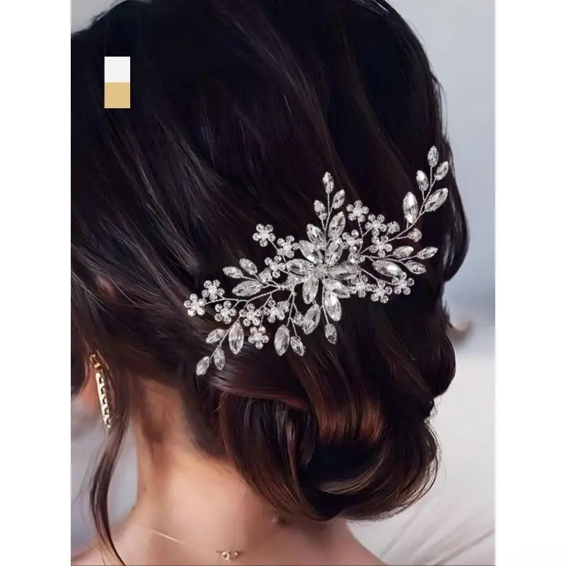 Rhinestone Decorated Hair Comb - Women's Fashion Bag Accessory, Elegant Bridal Headwear for Weddings, Formal Events smartwatch wearable accessory