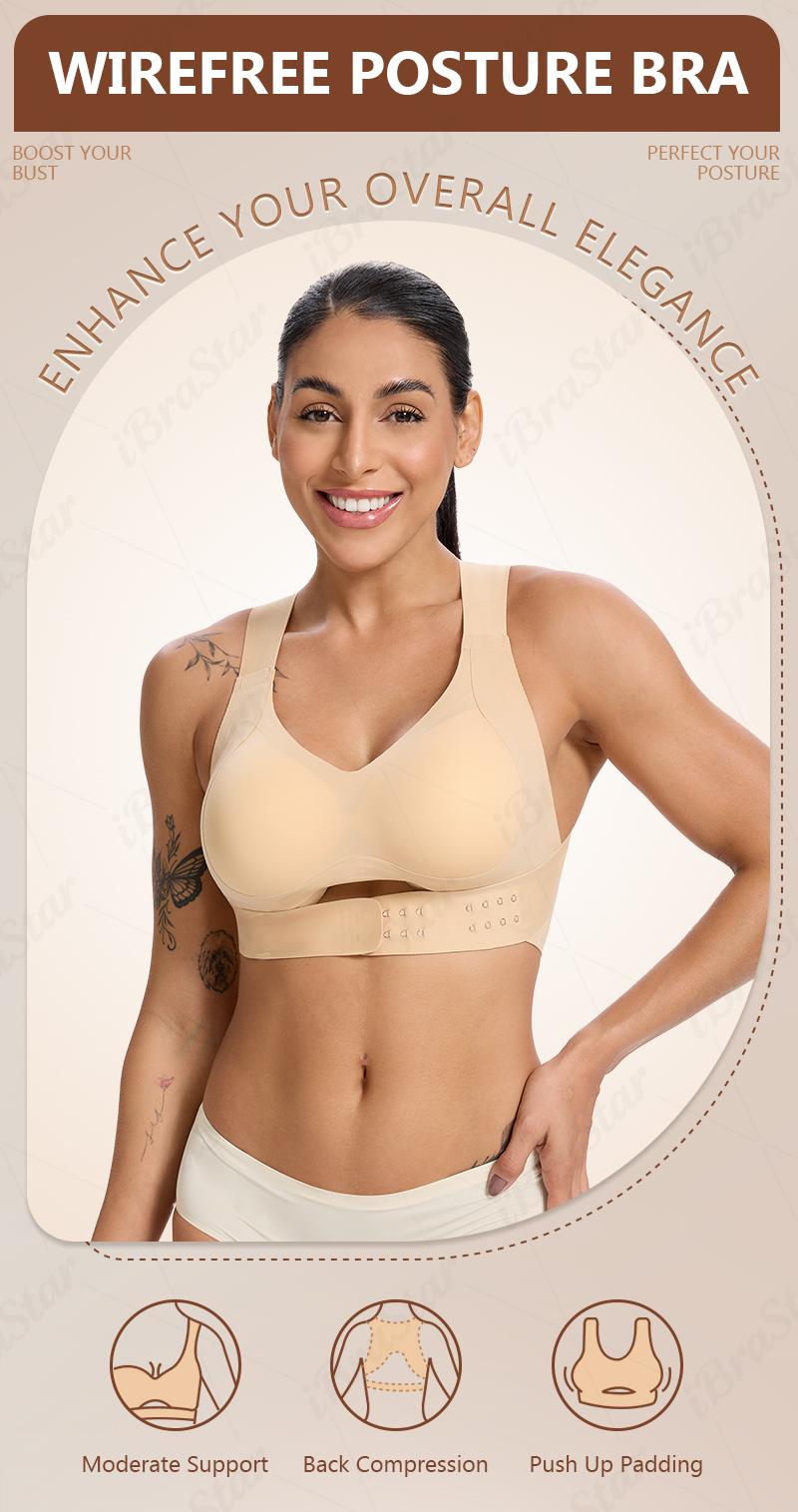【Postural correction】Gym Clothes,Soft Breathable Non-removable Moulded Cups Bra for Women,Yoga Gym Activewear,Yoga Wear Fitness,Sportswear, Workout Bras for Daily Wear, Fitness Training Clothes Beige Wireless Full Coverage Bra clothes