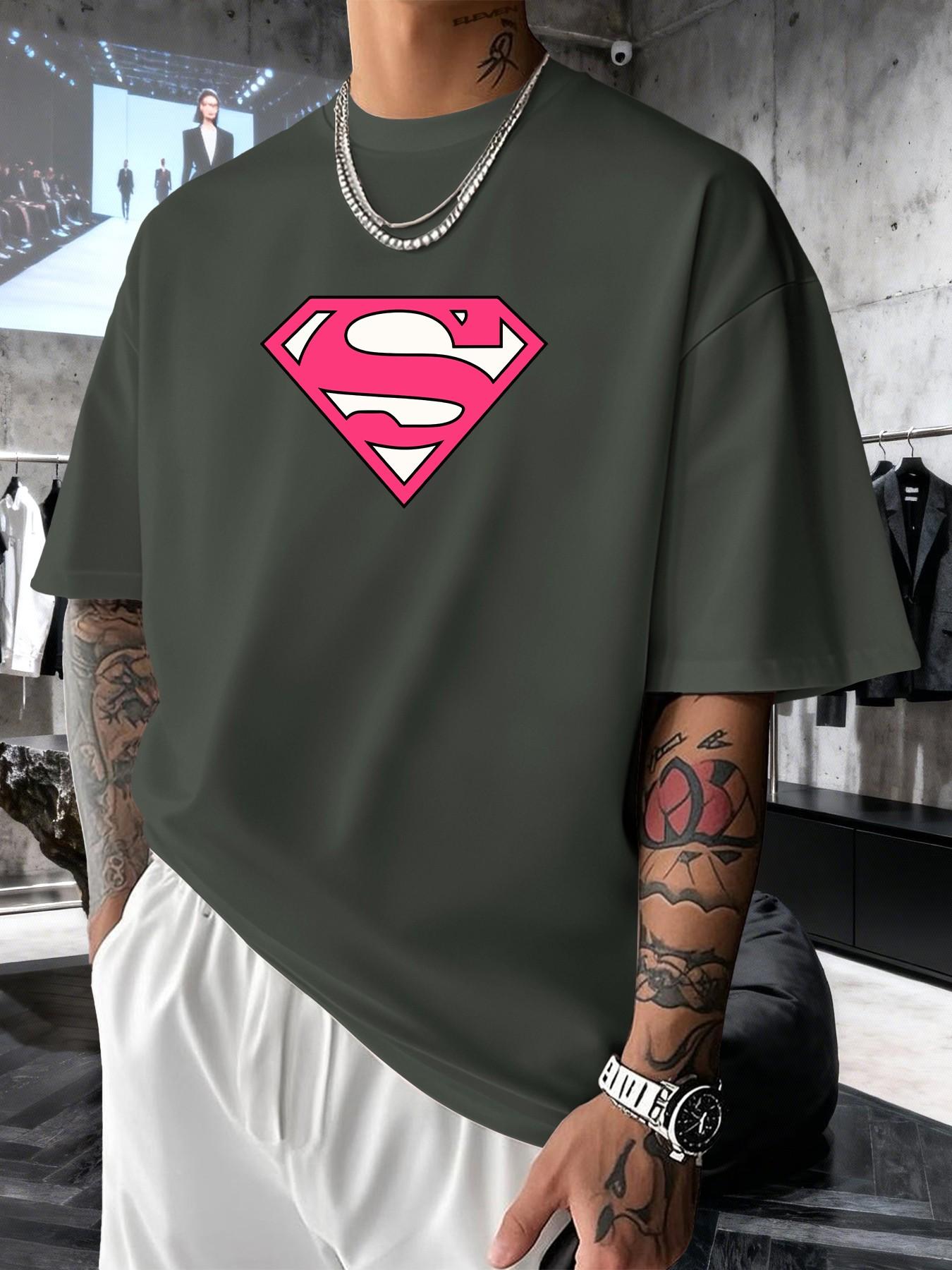 Superman S Classic Logo Men's Fashion Short Sleeve Round Neck Casual Summer T-Shirt, Suitable for Daily Wear