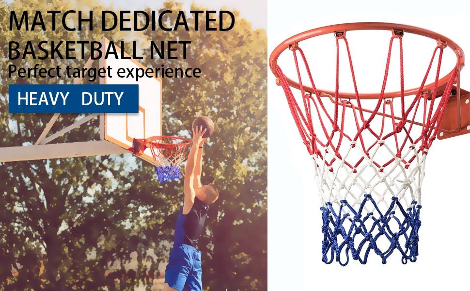 Basketball Net Replacement, 2026 Upgrade Professional Basketball Net, Outdoor All-Weather Anti-Lash Colors - 12 Rings ( Blue)