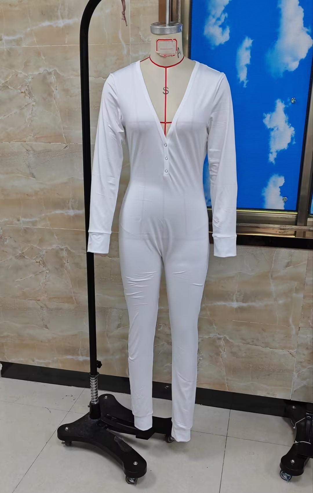 Combhasaki Women's Long Sleeve Jumpsuit Pajamas V Neck Christmas Themed Print Bodysuit Sleepwear Oneses with Drop Seat Butt Flap