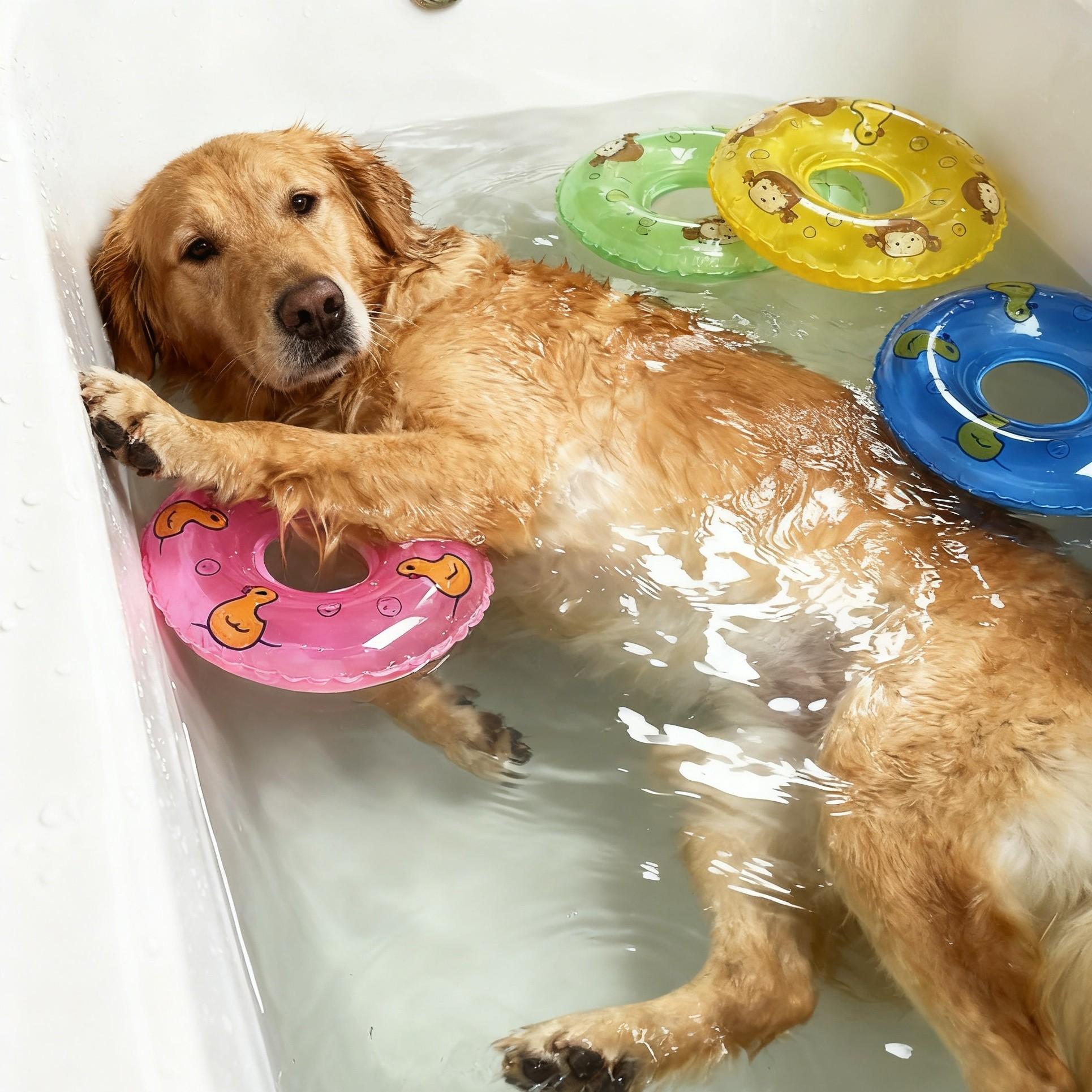 Multi-Pack Inflatable Mini Swimming Rings, Small Pet Bath Toys, Duck Pattern Floating Swim Circle, Indoor Aquarium Decor, Fish Tank Accessories