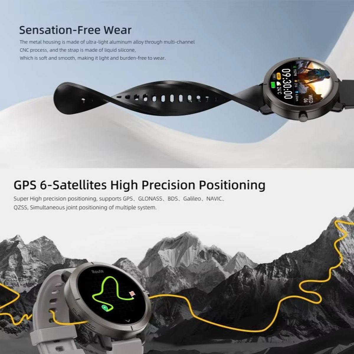 GPS Smart Watch 5atm Waterproof Amoled 1.32inch BT Call 100 Sport Modes 360mah Large Battery, Outdoor Wearable Tech for Men & Women