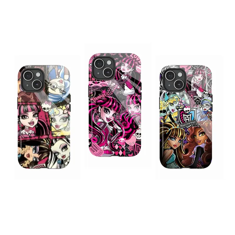 M0nster High Collage Phone Case,Vintage Cartoon Doll Character Patchwork Cover for iPhone 17 16 15 14 13 12 11 8 7 for Samsung Series,Shockproof Protective Dual-Layer durable design phone case,perfect gift