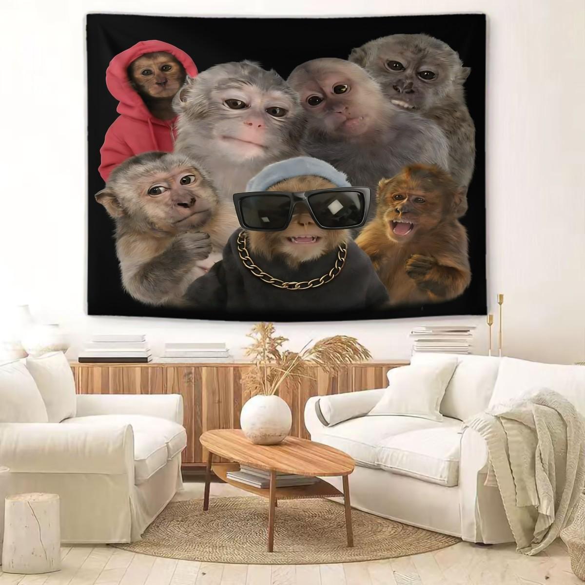 Trending Monkey Tapestry Backdrop, Street-Style Cool Wall Hanging Banners, Indoor/Outdoor Wall Art Tapestries, Wall Decor, Fun Banners and Posters for Dorm Rooms and Bedrooms