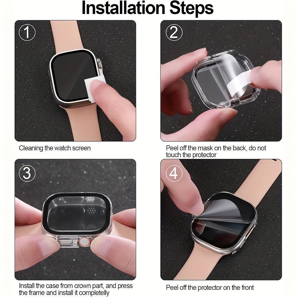 5-Pack Protective Smartwatch Case Set with Tempered Glass Screen Protector, Hard PC Shockproof Cover, Smartwatch Accessories,sohochic