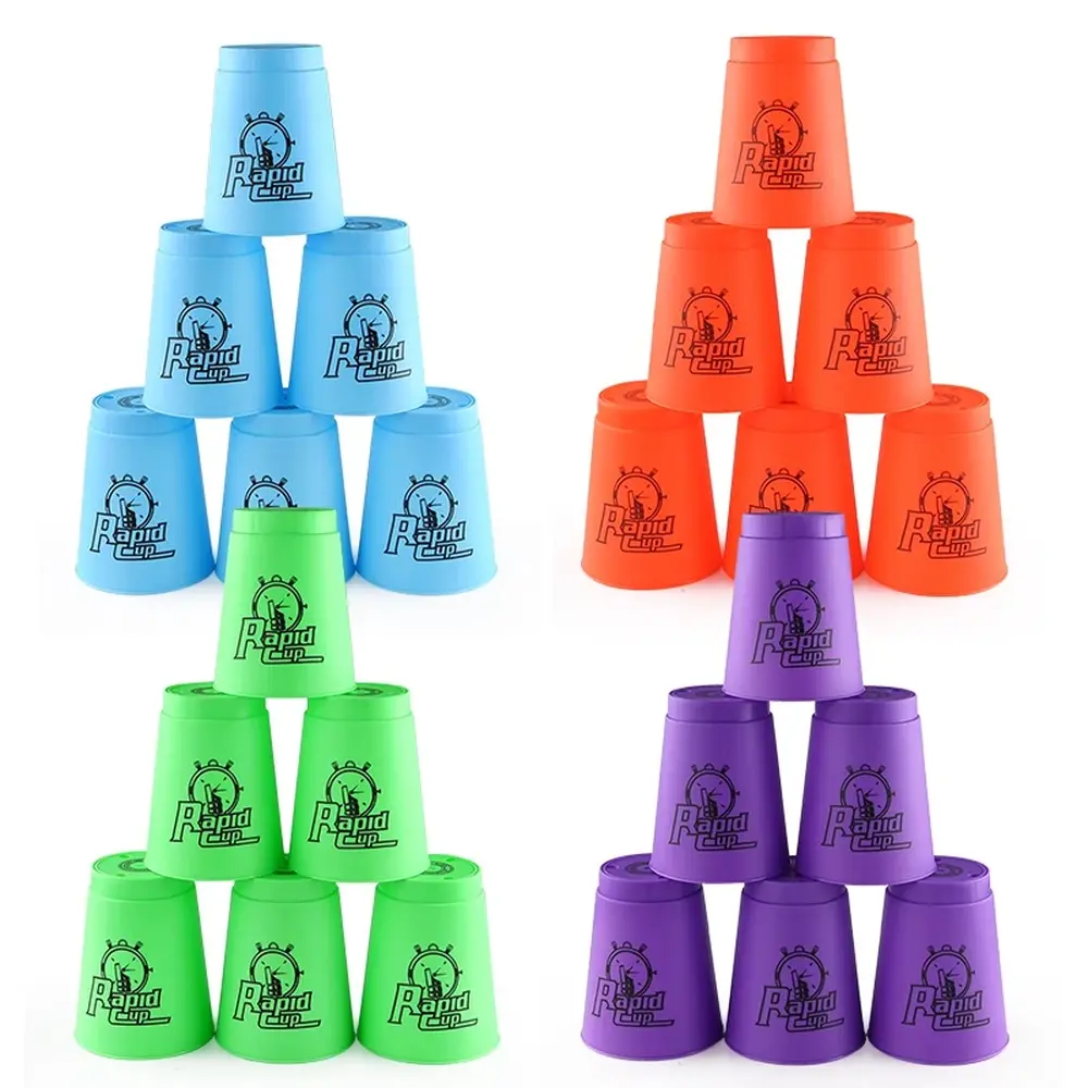 Kids Four‑Color Speed Stacking Cups Game Toy, Fast‑Reaction Sport Training Interactive Game, Antistress Desktop Competition Toy for Family Party Birthday Holiday Gift