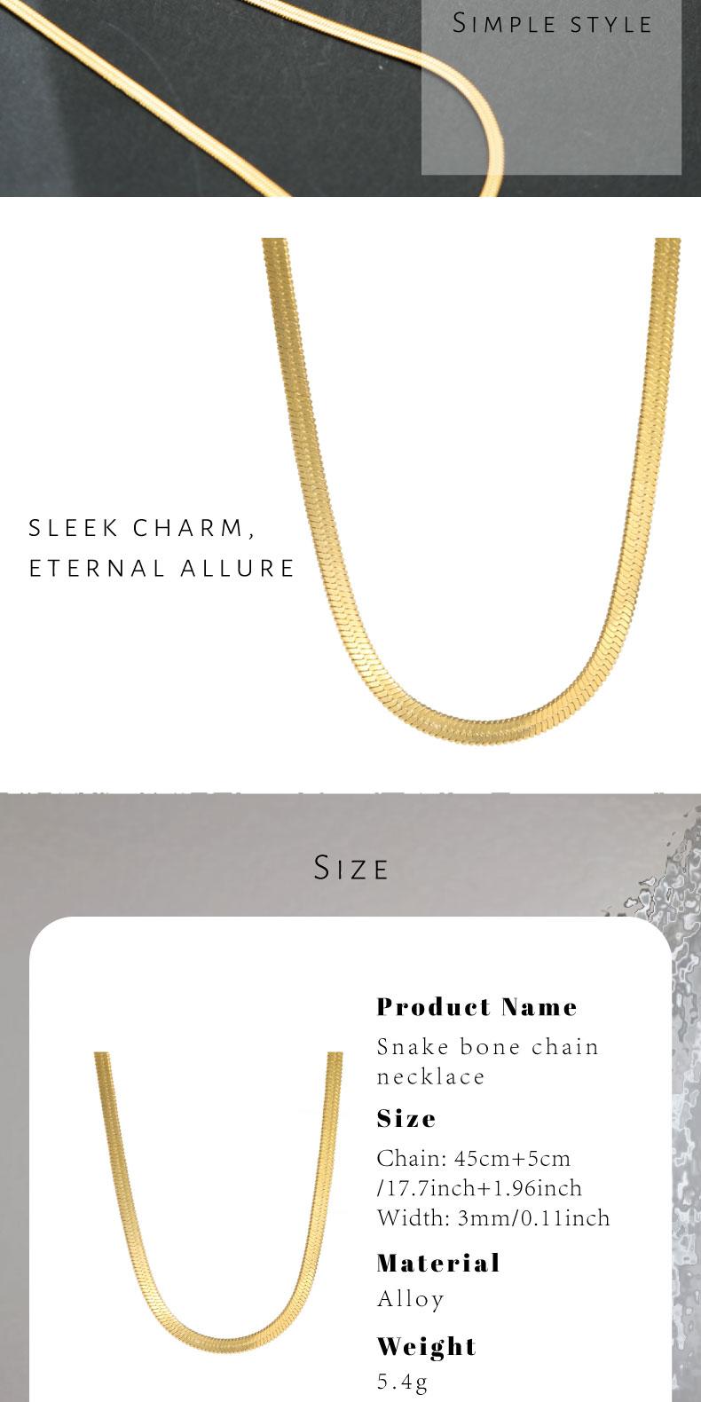 GGIRL 18K Gold Plated Minimalist 3MM Flat Snake Bone Chain - Flexible Herringbone Necklace for Men & Women - Vintage Design Fashion Jewelry Gift for Holiday Haul Christmas Birthdays Anniversaries