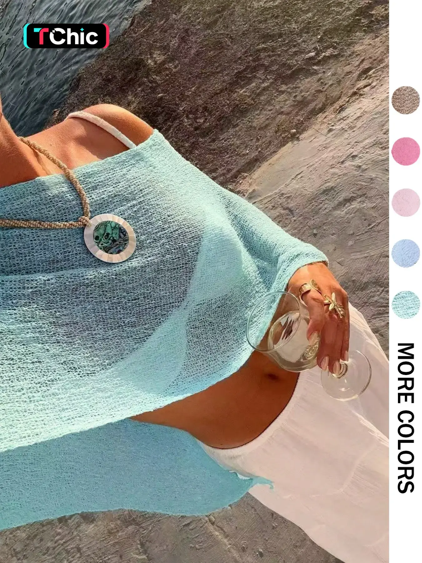 Women's Spring Summer Hollow Out Beach Vacation Swimwear Cover Up Beach Cover Ups Beach Coverup Beachwear Cover Up Swimsuit Coverup Party Casual Off-Shoulder Sun Protection Loose Sexy Knit Hoodie Blue Outerwear