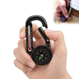 Mini Compass with Thermometer, Easy-to-Read Portable Cip-On Compass for Jacket, Parka, or Pack