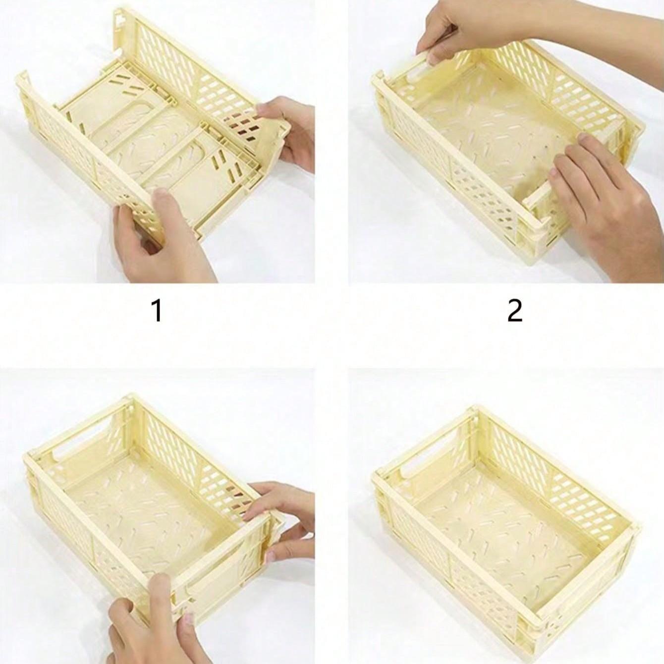 Folding Storage Basket, Collapsible Desktop Organizer, Ideal for Organizing Essentials & Cosmetics, Compact Design for Efficient Space Utilization