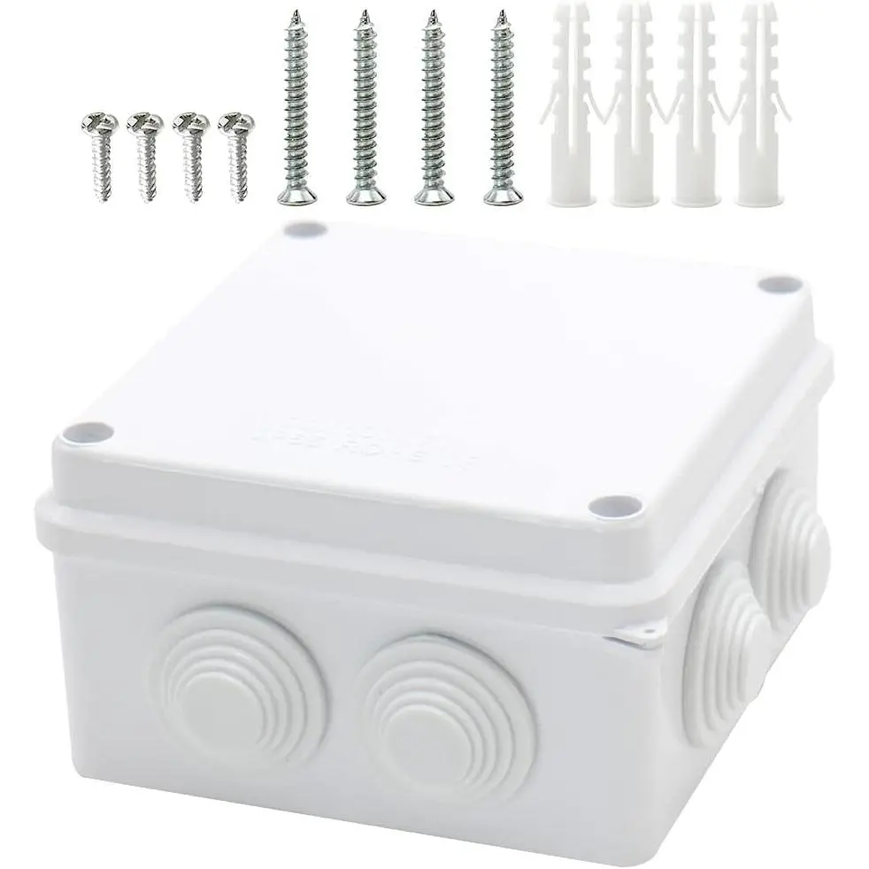 Junction Box IP65   Outdoors Boxes | ABS Plastic  Project Enclosure White 3.9”×3.9”×2.8”inch (100×100×70mm)