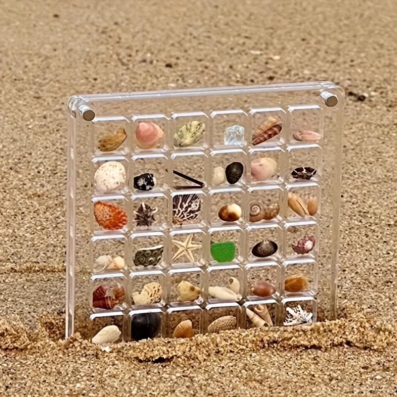 Square Acrylic Shell Storage Display Box, Transparent Specimen Showcase, 36-Grid Mini Shell Box, Magnetic Lid, High Transparency, Daily Collection