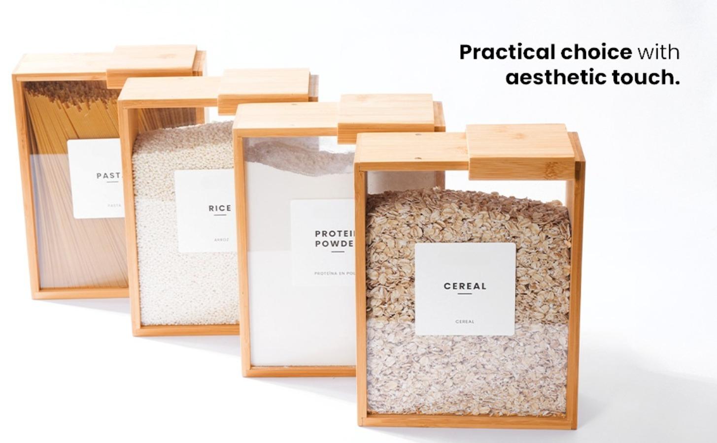 2PCS Glass Food Storage Container 2L Set- Multi-Purpose Cereal Dispenser for Rice, Flour, Snacks, Ideal Kitchen Organizers for Pantry, Mother's Day Gifts