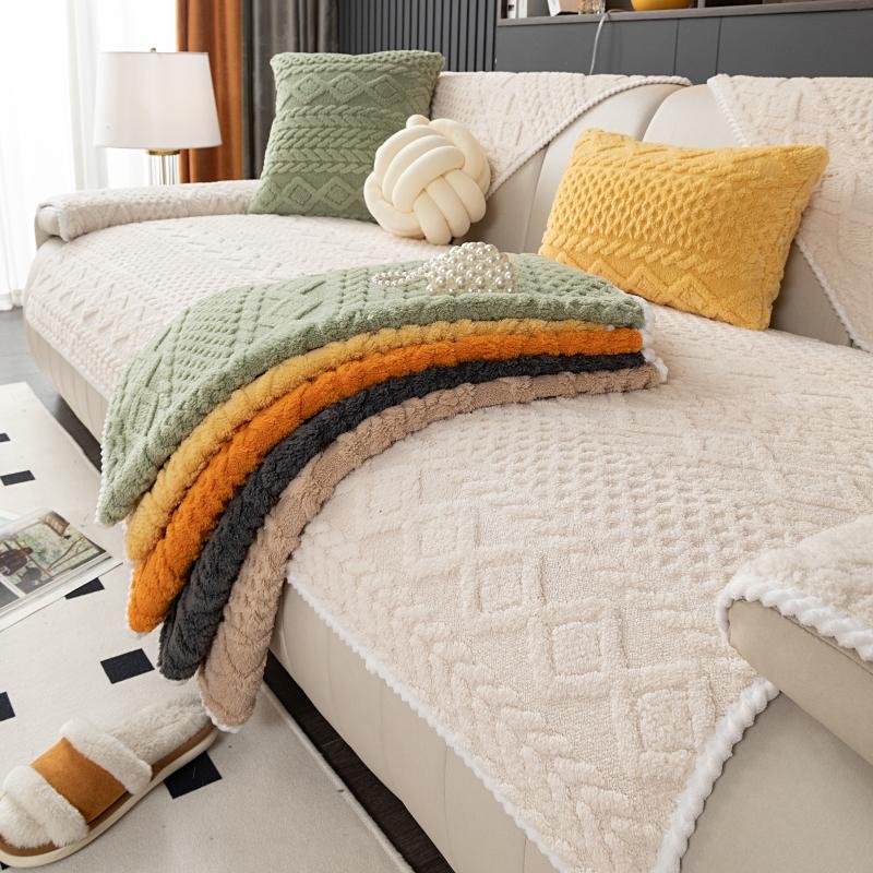 Solid Color Sofa Cover, Sofa Couch Covers, Non-Slip Sofa Slipcover, Soft & Comfortable Sofa Towel, Perfect for Living Room Protection, Soft Sofa Protector