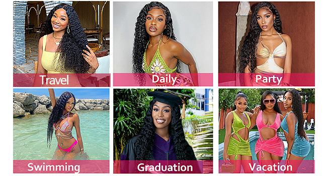 Lemoda Deep Wave 13x6 Full Lace Frontal Wig Human Hair 200% Density Lace Pre Plucked HD Transparent Lace Wig Human Hair Curly Wig Human Hair