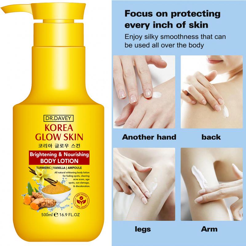500ML DR.DAVEY Turmeric Body Lotion Large Capacity Four Seasons Moisturizing, Hydrating and Refreshing, Non greasy and Fragrant Body Lotion for the Whole Family for Body, Face, Hand,Foot,travel,gifts for women, friends, and family members