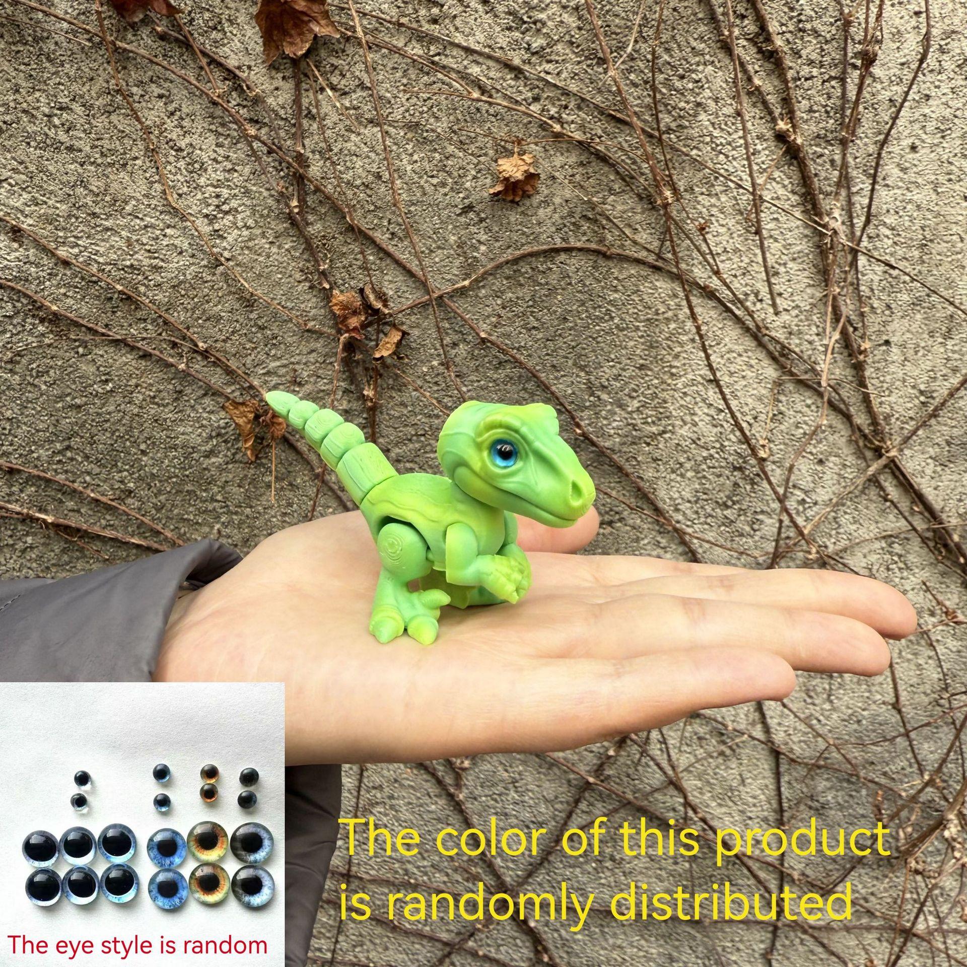 3D Printed Small Colorful Dragon Jointed Figure with Realistic Eyes, Artisanal Ornament, Collectible Doll, Decorative Craft