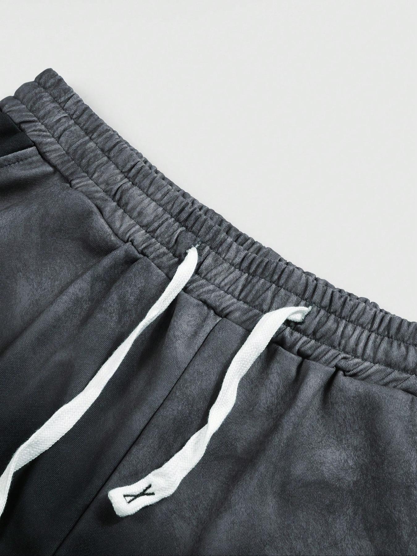 Men's Regular Fit Graphic Print Drawstring Waist Sweatpants, Street Fashion Casual Pocket Trousers for Daily Wear, Men's Bottoms for All Seasons, Flare Leg Pants, Casual Streetwear Trousers