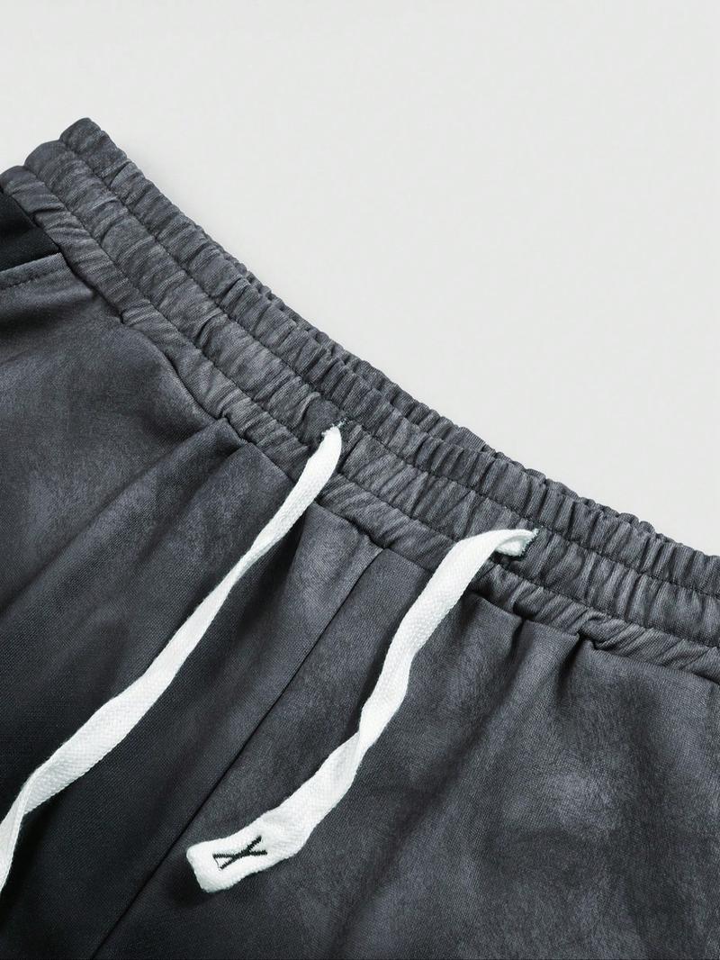 Men's Regular Fit Graphic Print Drawstring Waist Sweatpants, Street Fashion Casual Pocket Trousers for Daily Wear, Men's Bottoms for All Seasons, Flare Leg Pants, Casual Streetwear Trousers