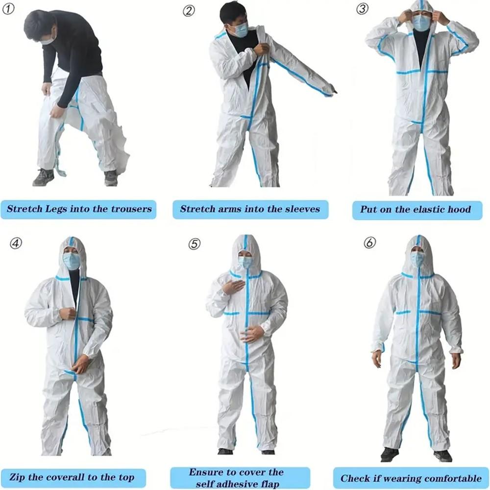 Disposable Protective Suit with Hat, Elastic Cuffs, Waterproof Anti-Tear Waist and Ankle, 65g/m² Polypropylene, Ideal for Painting, Cleaning, Industrial Tasks