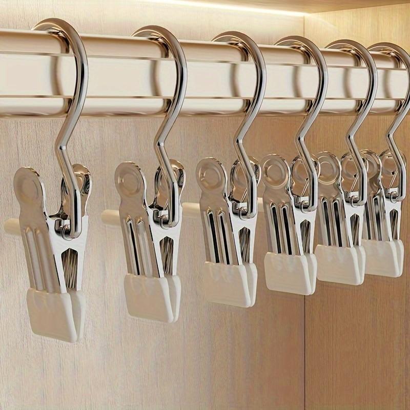 Pants, hats, socks clips 'clips with hooks, suitable for hanging heavy objects —— neat and space-saving pants racks, multi-functional household storage racks, 360° rotating portable storage clips, clothespins