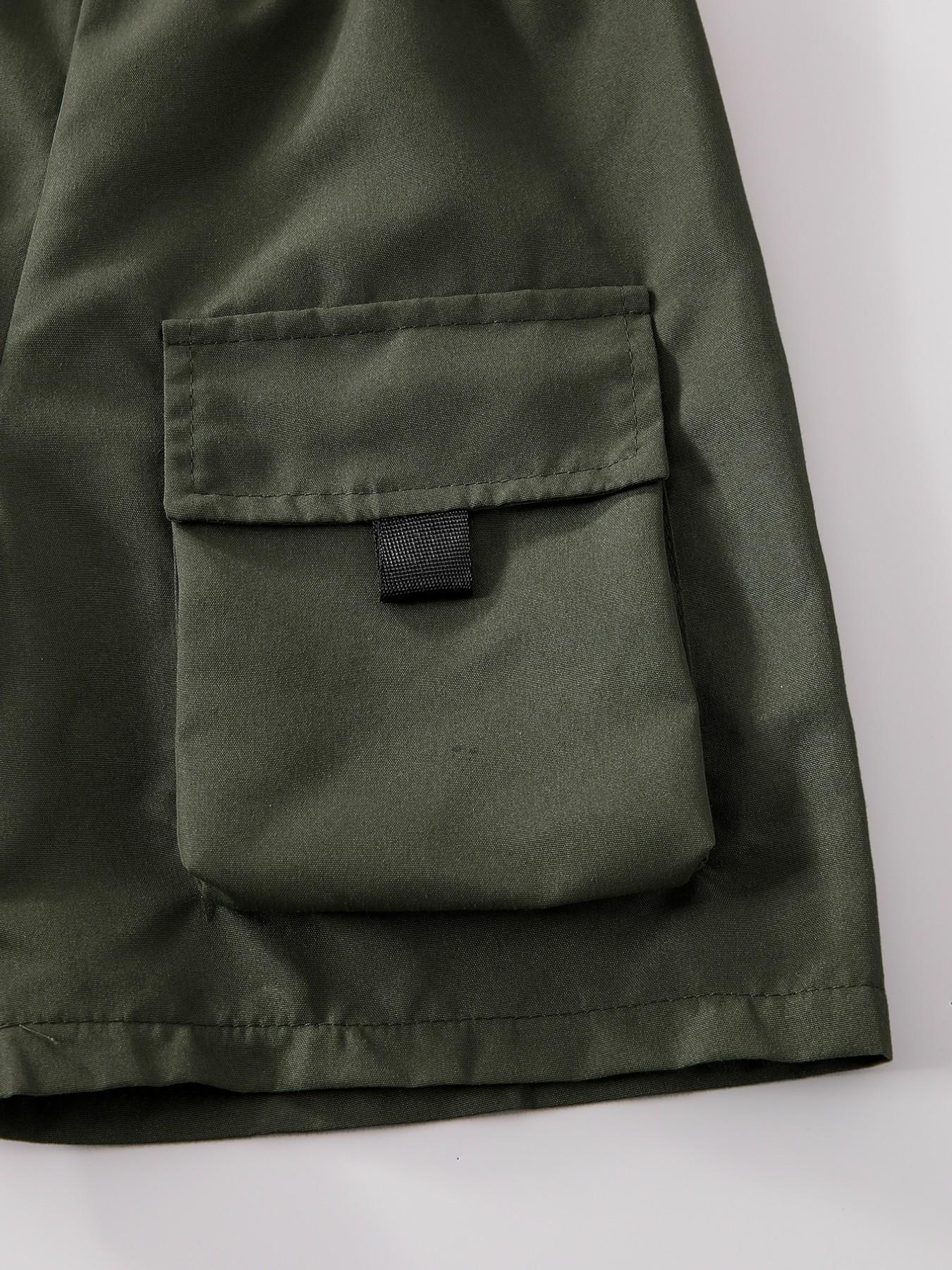 Boys' Summer Fashion Set, Casual Round Neck Short Sleeve T-Shirt with Pocket Design, Cool Breathable Outdoor Wear, 2-Piece Set