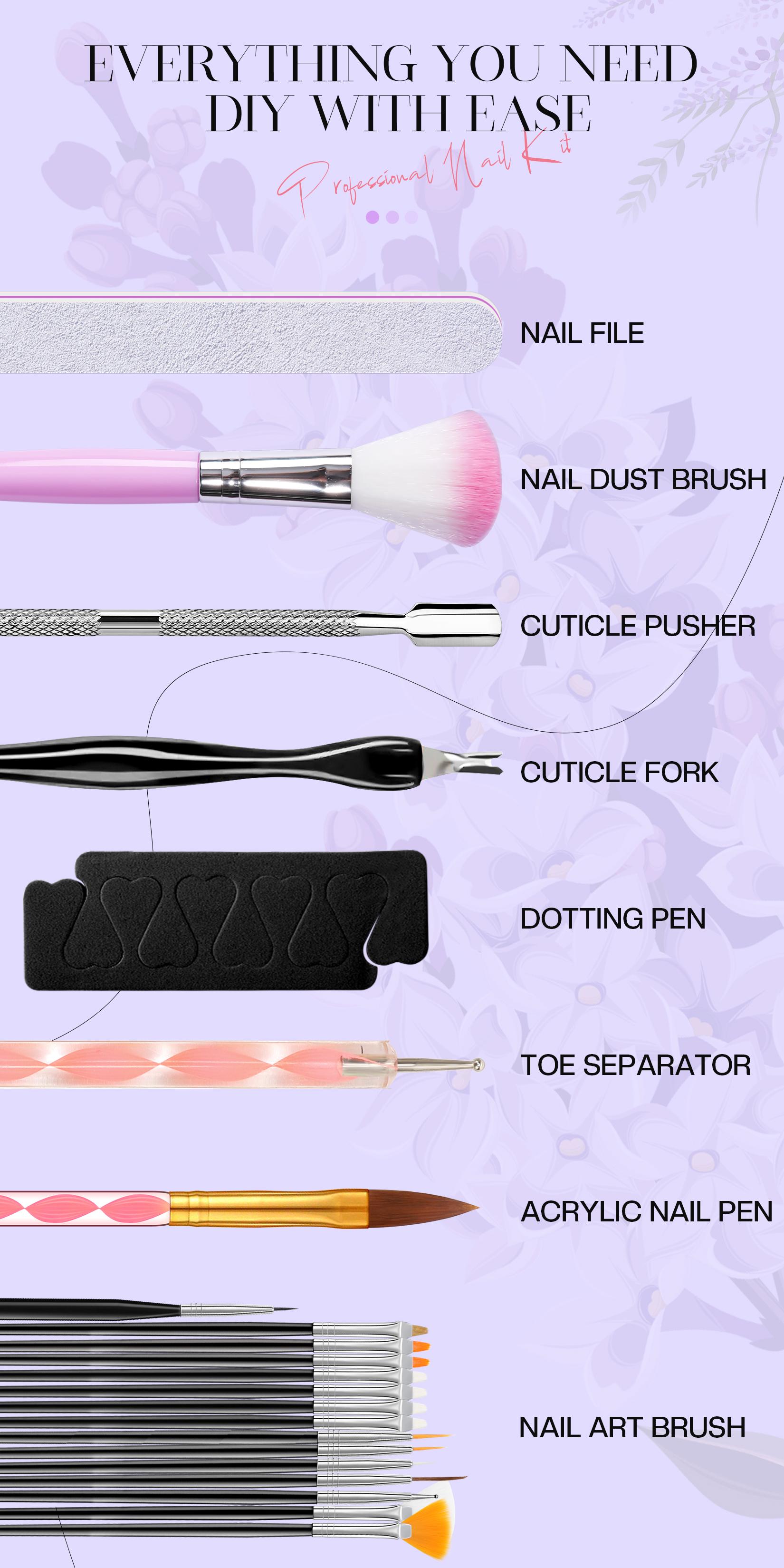 VANSISOS Professional Acrylic Nail Kit for Beginners | Acrylic Nail Charms & Complete Full Nail Supplies