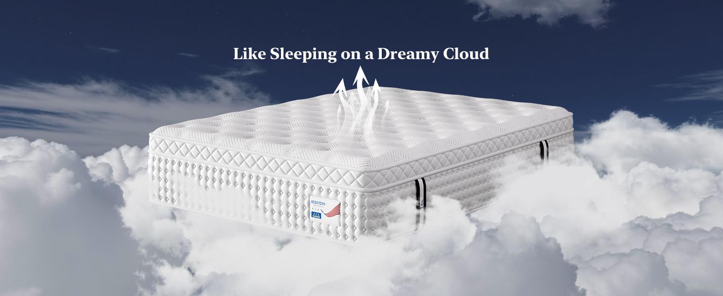 BedStory 14 Inch Queen King Mattress - Extra Lumbar Support - Medium Firm Memory Foam Hybrid Mattress with Pocket Springs, Fiberglass Free