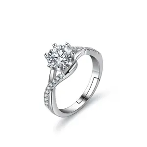 S925 Sterling Silver 1-Carat Moissanite Engagement Ring, Artificial Gemstone Jewelry for Marriage Proposals
