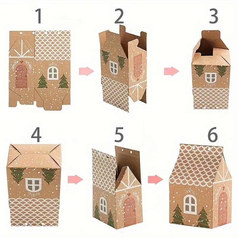 Kraft Paper Gift Box, 24pcs/set Christmas Themed Candy Box, Biscuit Candy Packaging Box, Gift Wrapping Supplies for Wedding Birthday Festival Party