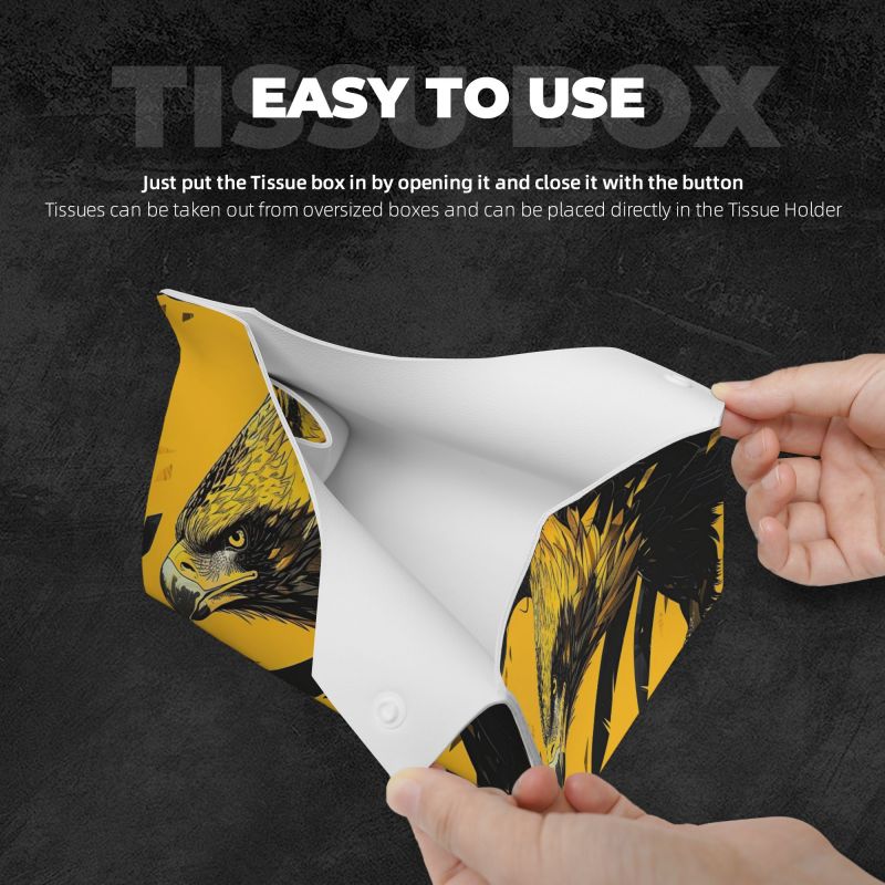 1pcs Yellow Eagle PU leather tissue box cover, rectangular tissue box cover, tissue box holder, imitation leather rectangular tissue box cover, bathroom tissue holder, car tissue holder for bathroom, car, bedroom, hotel, office