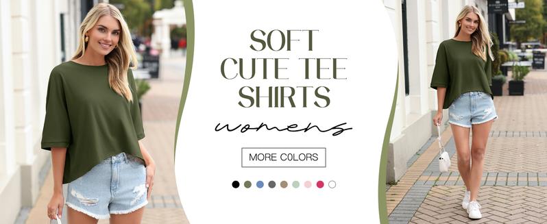 Danedvi Womens Oversized T-Shirts Cropped Summer Casual Short Sleeve Loose Fit Tee Tops Clothes Fabric