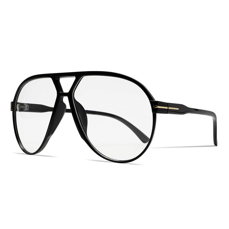 Retro Double Bridge Oversized Glasses Versatile Frame for Back To School/Commuting/Vacation
