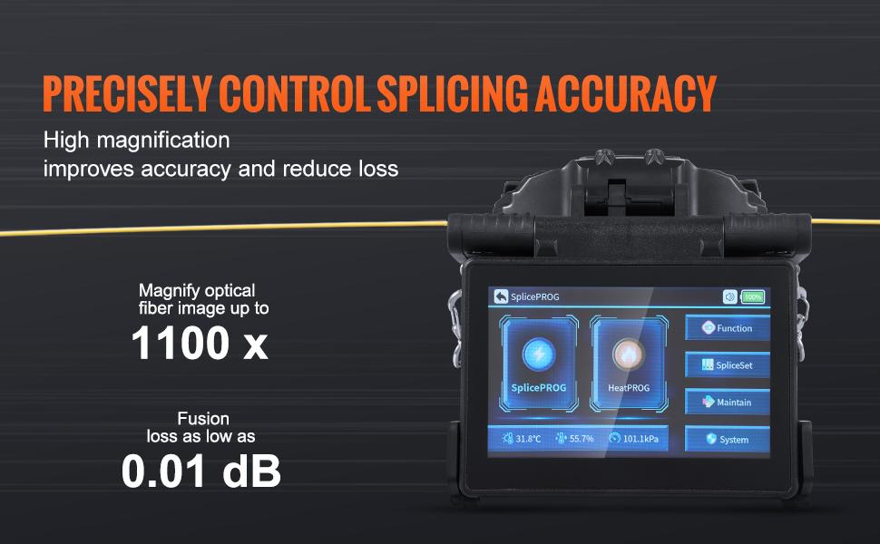 VEVOR Fiber Fusion Splicer 6-Motor, Core Alignment Fiber Optic Splicer 6s Splicing 13s Heating, Fiber Splicer Machine with 5 LCD Screen, 3 in 1 Fiber Holder, 7800mAh Battery for SM MM DS NZDS Fiber VEVOR Fiber Fusion Splicer 6-Motor, Core Alignment Fiber Optic Splicer 6s Splicing 13s Heating, Fiber Splicer Machine with 5 LCD Screen, 3 in 1 Fiber Holder, 7800mAh Battery for SM MM DS NZDS Fiber