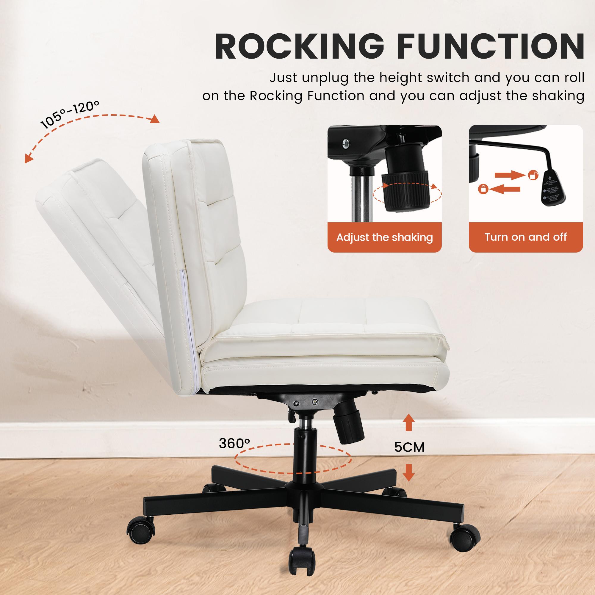 COMHOMA Criss Cross Chair Plus Size With Wheels, Office Chair Sit Cross-legged Armless Swivel Home Modern Home Office Desk Chair