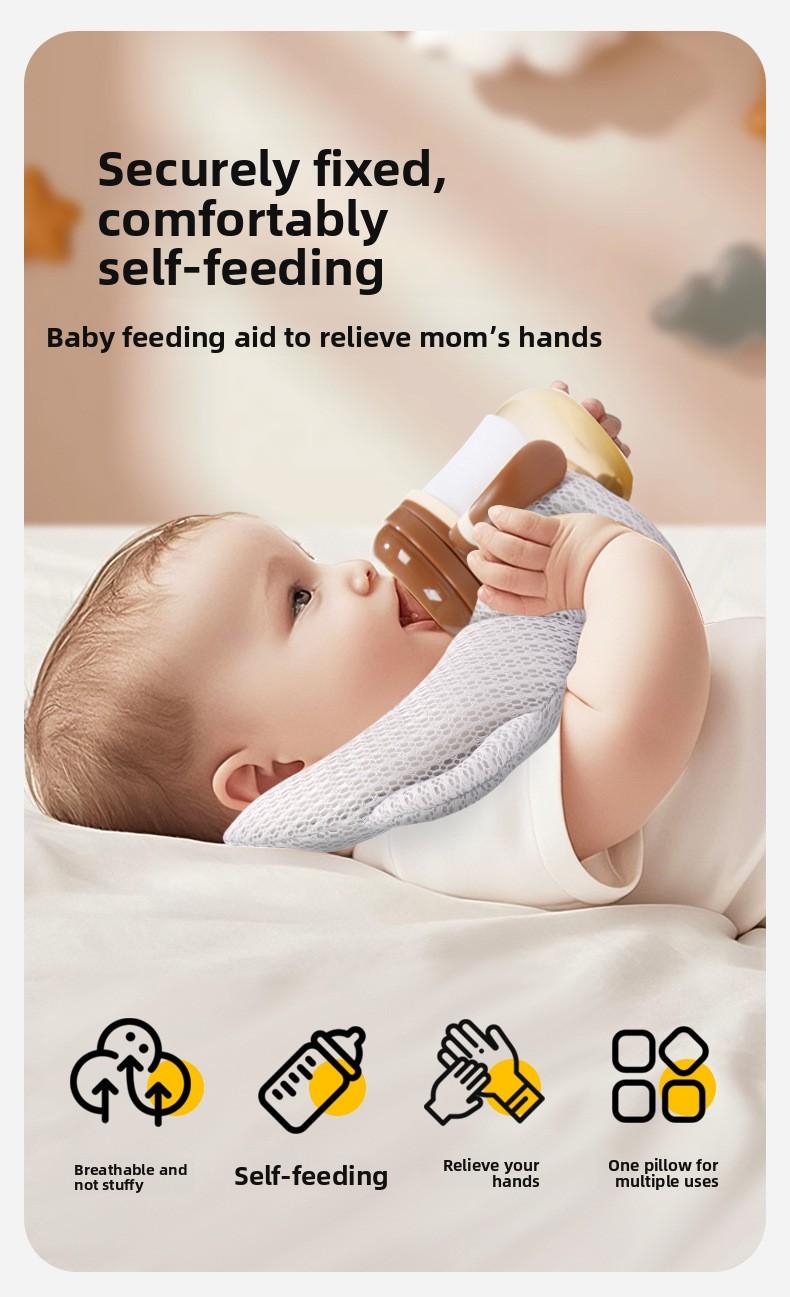 Langkes Baby Automatic Feeding Pillow Newborn Anti Spit Up Nursing Cushion Hands Free Bottle Holder for Infant Self Feeding Milk Bottle Fixing Support Multifunctional Baby Feeding Assistant