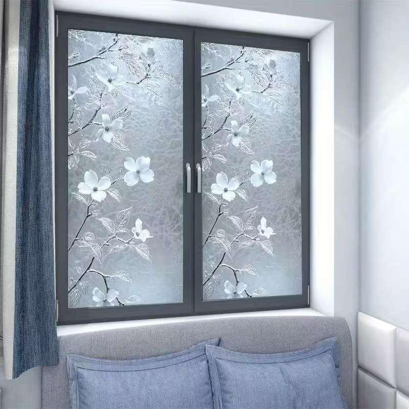 Static Glass Window Decal, 2D Flat Pattern, Elegant Design, Removable Self-Adhesive Privacy Film, Home Decor for Living Room, Kitchen, Bathroom, Bedroom, Balcony