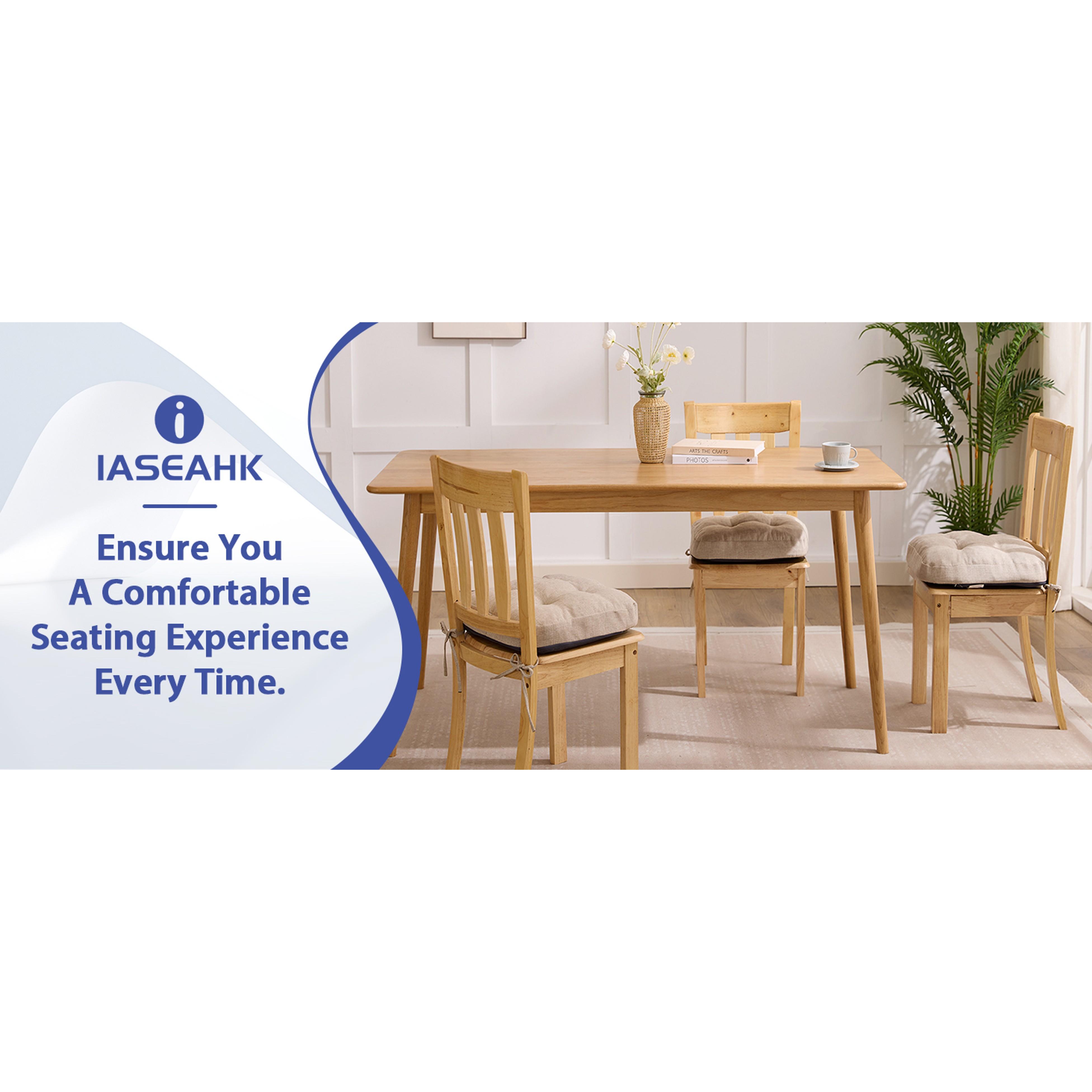 Chair Cushions, Memory Foam Dining Chair Cushions, Tufted Indoor Chair Pads, Set of 4, 16.5' x 16.5' x 3.5', Beige